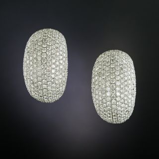 Large Pavé Diamond Half Hoop Earrings - 3