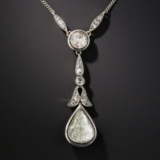 Large Pear Shape Rose-Cut Diamond Drop - 6