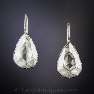 Large Pear Shaped  Rose-Cut Earrings