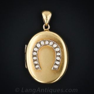 Large Pearl Horseshoe Locket