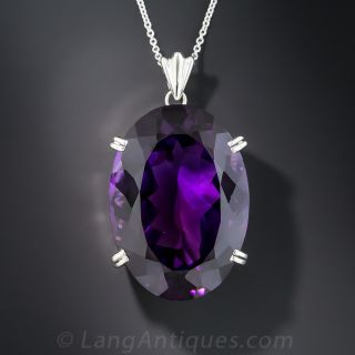 Large Platinum Amethyst Pendant 