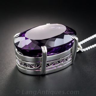Large Platinum Amethyst Pendant 