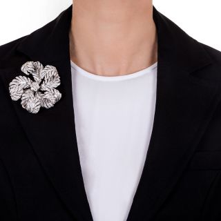 Large Platinum and Diamond Corsage Brooch