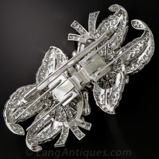 Large Platinum and Diamond Dress Clips/Brooch