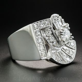 Large Platinum Diamond Retro Ring