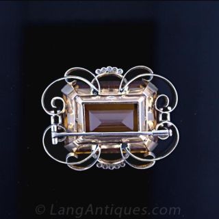 Large Retro 120.00 Carat Citrine Brooch