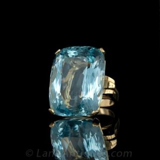 Large Retro Aquamarine Ring