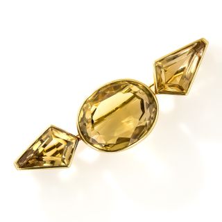 Large Retro Citrine Bar Brooch