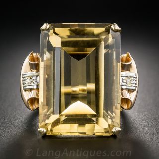 Large Retro Citrine Cocktail Ring