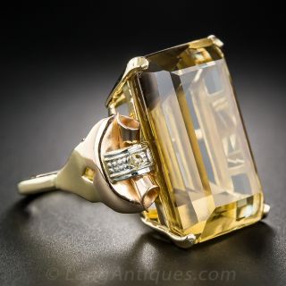 Large Retro Citrine Cocktail Ring