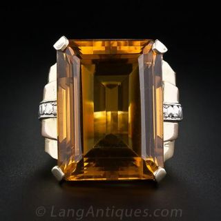 Large Retro Citrine Ring