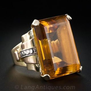 Large Retro Citrine Ring