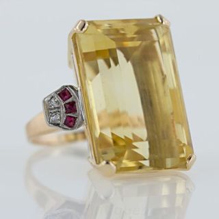 Large Retro Citrine Ring