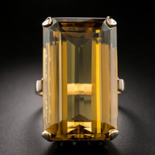Large Retro/Mid-Century Citrine Rose Gold Ring - 3
