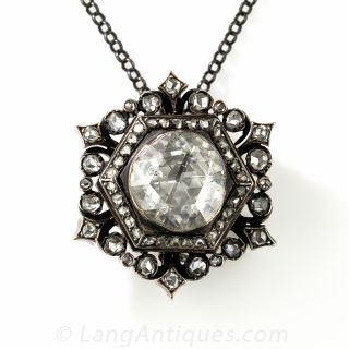 Large Rose-Cut Diamond Brooch/Pendant - 1