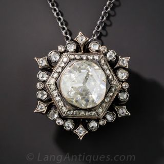 Large Rose-Cut Diamond Brooch/Pendant