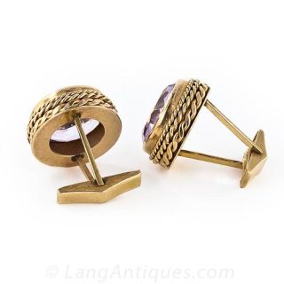 Large Round Amethyst  Cufflinks