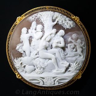 Large Round  Bacchanal Cameo Brooch