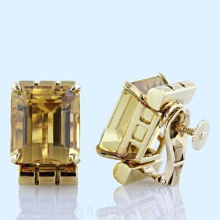 Large Scale Retro Citrine Clip Earrings