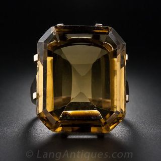 Large See-Thru Vintage Citrine Ring
