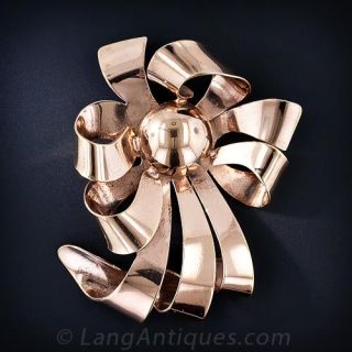 Large Silver Gilt Bow Brooch