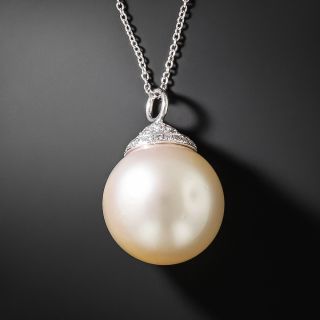 Large South Sea Pearl And Diamond Pendant - 2