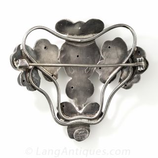 Large Sterling Silver Art Nouveau Brooch
