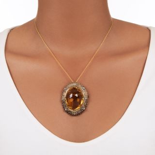 Large Victorian 75.00 Carat Citrine Pendant/Brooch