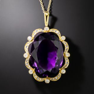 Large Victorian Amethyst and Diamond Pendant Necklace - 2