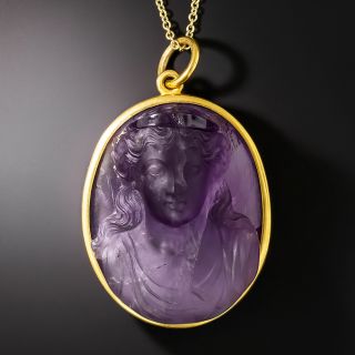 Large Victorian Amethyst Cameo Pendant - 3