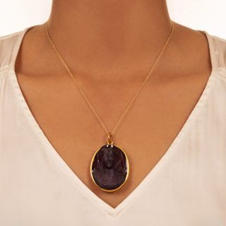 Large Victorian Amethyst Cameo Pendant