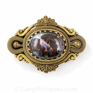 Large Victorian Boulder Opal Brooch