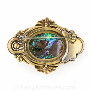Large Victorian Boulder Opal Brooch
