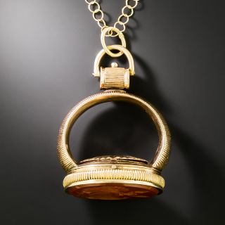 Large Victorian Carnelian Seal Fob with Secret Back Compartment - 2