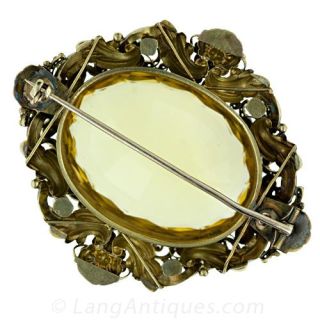 Large Victorian Citrine and Ruby Brooch