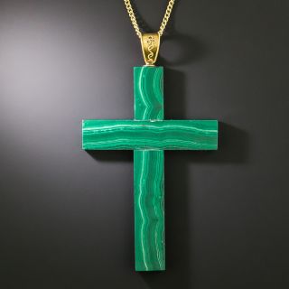 Large Victorian Malachite Cross Pendant - 2