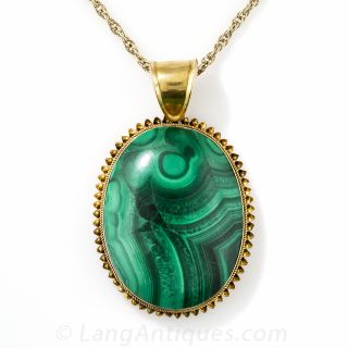 Large Victorian Malachite Locket - 1