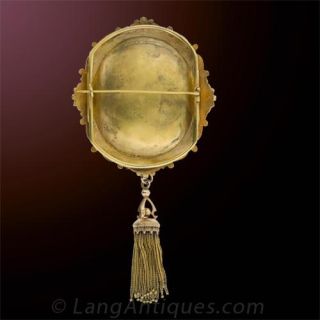 Large Victorian Miniature Painting and Tassell Brooch