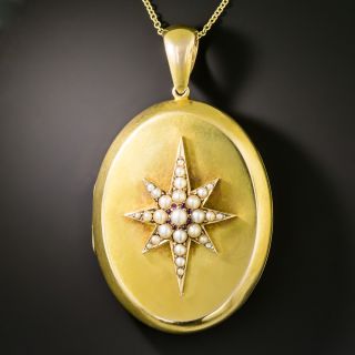 Large Victorian Pearl Starburst Locket - 2