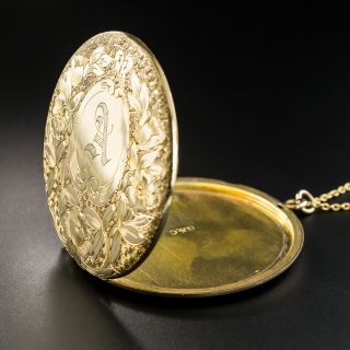 Large Victorian Round Engraved 'A' Locket 