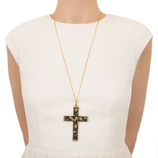 Large Victorian Shakudō Cross