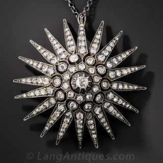 Large Victorian Diamond Starburst Brooch - 2