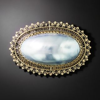 Large Vintage Abalone Mabe Pearl Brooch/Pendant - 2
