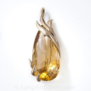 Large Vintage Citrine Briolette Pendant and Pin