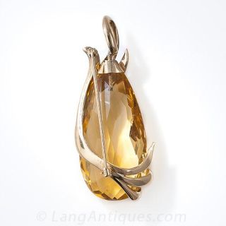 Large Vintage Citrine Briolette Pendant and Pin