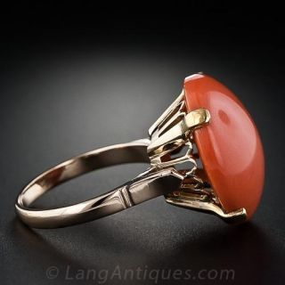 Large Vintage Coral Button Ring