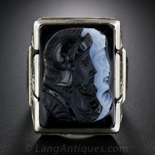 Large Vintage Hardstone Cameo Gent's Ring