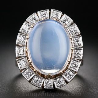 Large Vintage Moonstone and Diamond Ring 