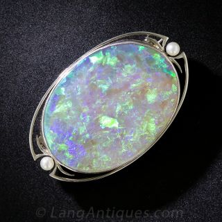 Large Vintage Opal Brooch