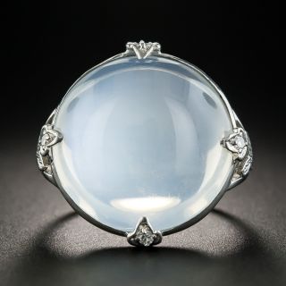 Large Vintage Platinum Moonstone Ring - 1